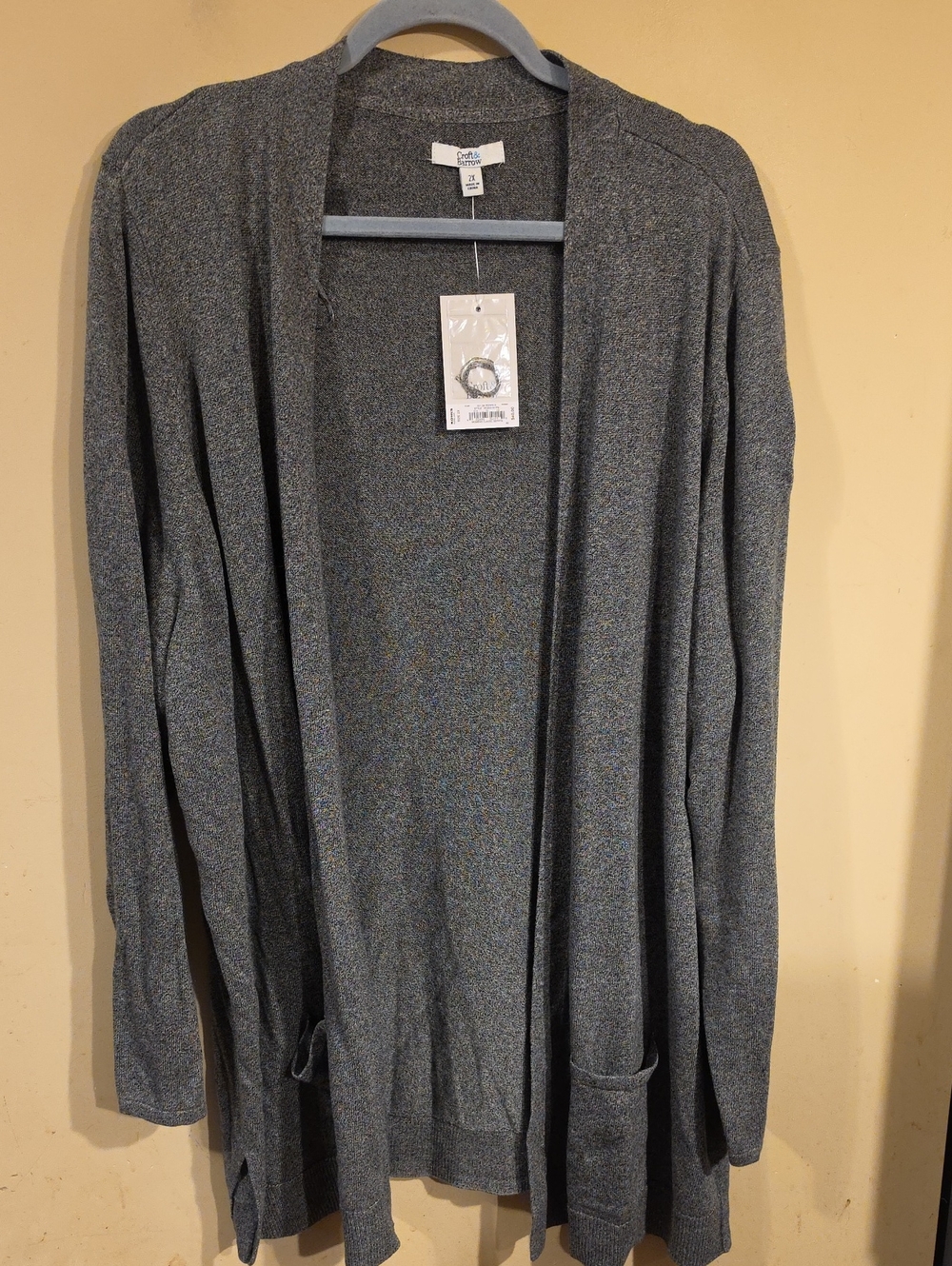 Croft & Barrow Gray Open-Front Women's Cardigan Sweater